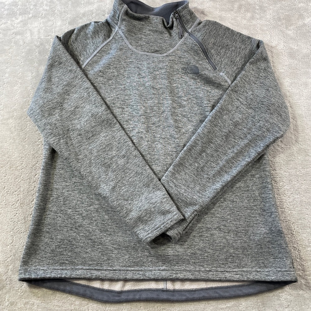 The North Face Canyonlands 1/4 Zip Fleece Pullover Womens XL Gray Asymmetrical